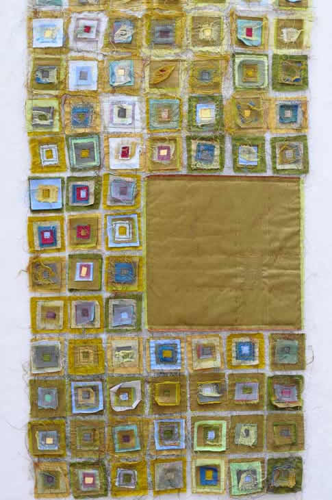 Patchwork, verschiedene Stoffe, Folie, Metall